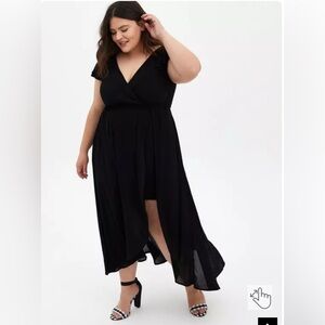 TORRID BLACK GAUZE WALK THROUGH ROMPER MAXI PLUS 3X DRESS